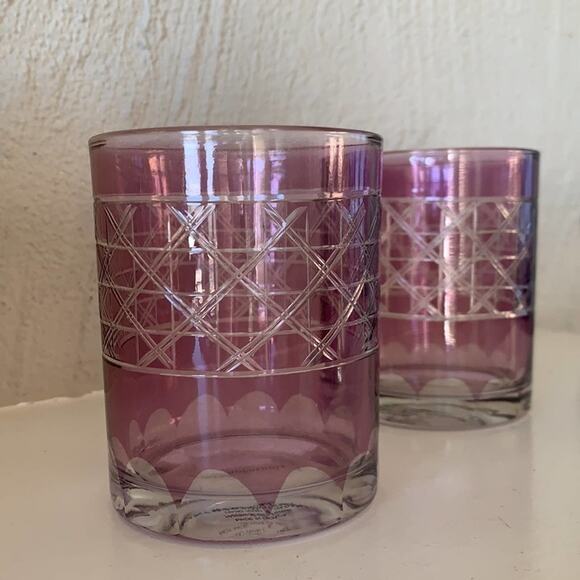 New - Set of 2 Anthropologie Colored Glass Purple Cocktail Glass - Picture 6 of 9